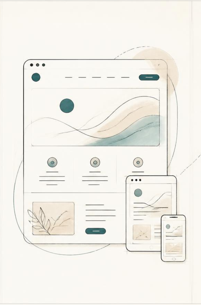 Illustration einer responsiven Website auf mehreren Geräten